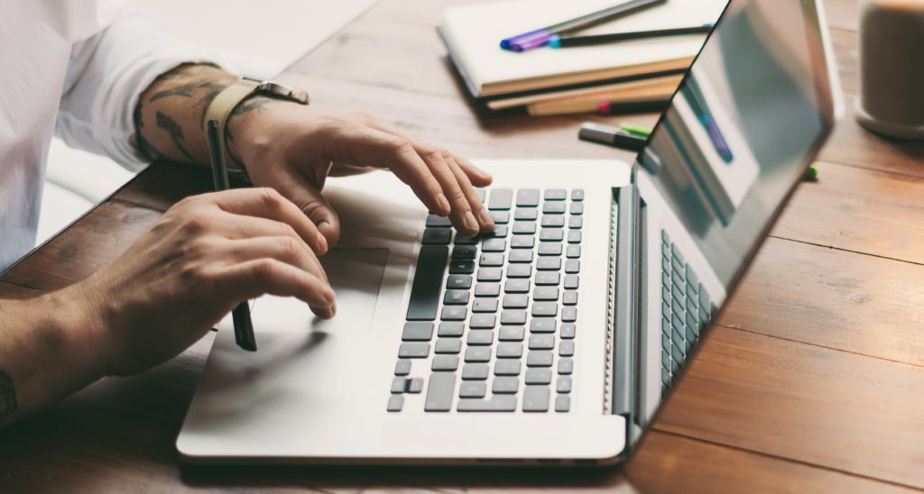 Man working on a laptop