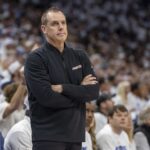 Phoenix Suns head coach Frank Vogel looks on against the Minnesota Timberwolves in the first half during game one of the first round for the 2024 NBA playoffs at Target Center.