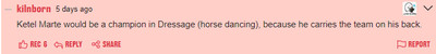 Ketel Mare would be a champion in Dressage (horse dancing), because he carries the team on his back