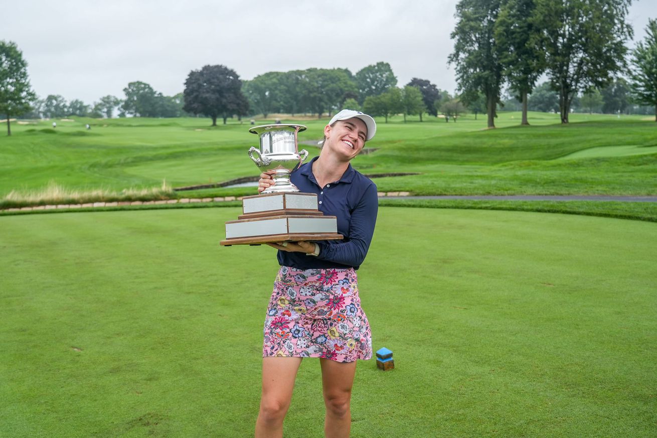 Emily Brooks during trophy presentation.