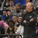 Phoenix Suns head coach Mike Budenholzer looks on against the Minnesota Timberwolves during the first quarter at Target Center.