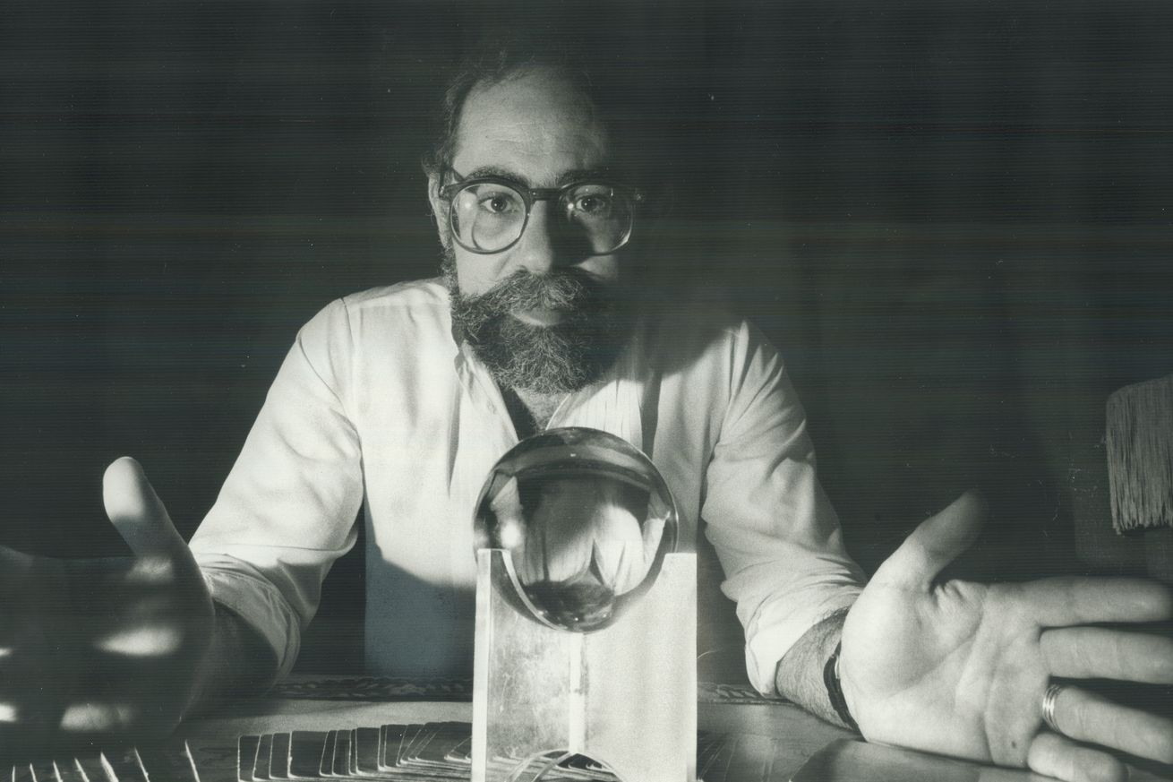 Psychic’s wares: Michael Zizis displays his crystal ball and Tarot cards at the Psychic; Mystic and ...