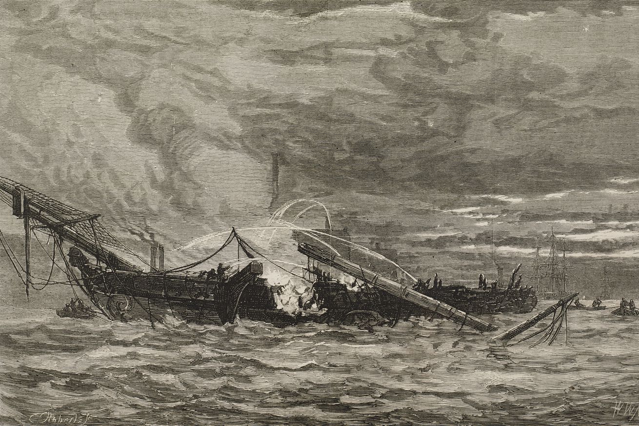 Burning the training-ship Warspite, United Kingdom